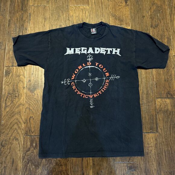 Vintage 90s Megadeth Cryptic Writings World Tour 1997 T Shirt size XL
